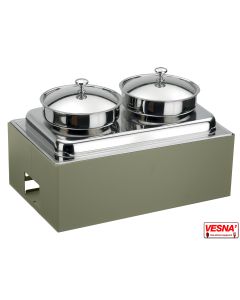 Zuppiera 2 stazioni riscaldata Lt.10 con base/Salvia collezione Caleido