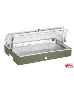 Vassoio per pasticceria inox con cupola e base Salvia