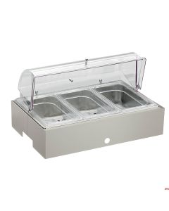 Vassoio refrigerato porta Yogurt Frutta Verdura sfusi in inox 18/10 con base Burro