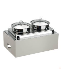 Zuppiera riscaldata 2 stazioni Lt.10 con base Burro Caleido