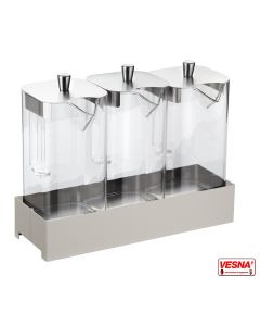 Distributore refrigerato Succhi o cereali con 3 caraffe e base Burro Caleido 