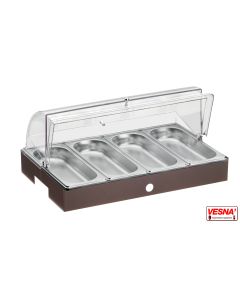 Porta verdure refrigerato 4 scomparti con cupola e Base Caffè