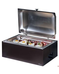 Chafing dish riscaldato a fiamma o resistenza completo di base colore Caffe