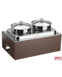 Zuppiera riscaldata 2 stazioni Lt.10 con base Caffe Caleido