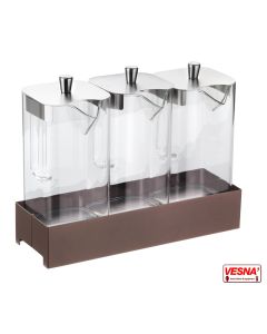 Distributore refrigerato Succhi o cereali con 3 caraffe e base Caffè Caleido 