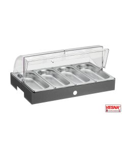 Porta verdure refrigerato 4 scomparti con Cupola e Base Carbone