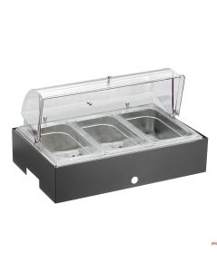 Vassoio refrigerato porta Yogurt Frutta Verdura sfusi in inox 18/10 con base Carbone