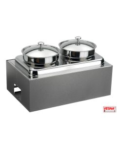 Zuppiera 2 stazioni riscaldata Lt.10 con base/Carbone collezione Caleido