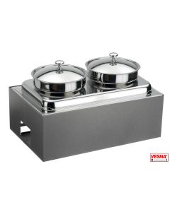 Zuppiera riscaldata 2 stazioni Lt.10 con base Carbone Caleido
