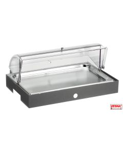 Vassoio per pasticceria inox neutro con cupola e base Carbone