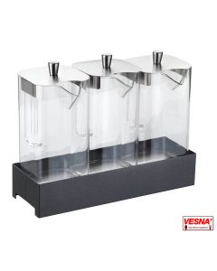 Distributore refrigerato Succhi o cereali con 3 caraffe e base Carbone Caleido 