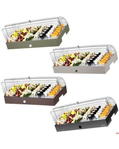 Espositore refrigerato multiuso piastra inox con cupola e base in opzione 4 colori