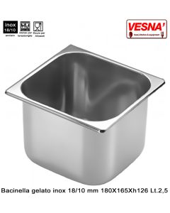 Bacinella Inox per gelato cm 18x16,5 h 12,6