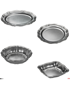 Vassoi cestini sottopiatti inox 18/10 varie misure Stone washed