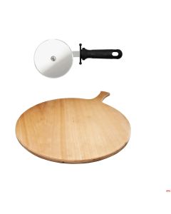 Tagliere legno Ø 35 cm C/manico più Rotella taglia pizza spedizioni gratis