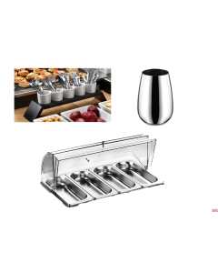 Porta posate inox con cupola bicchiere inox o in porcellana