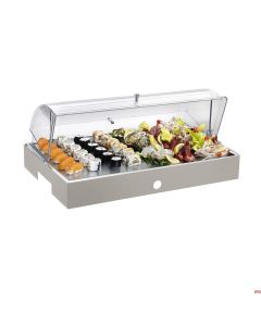Espositore acciaio inox refrigerata completa di base e cupola Burro Caleido
