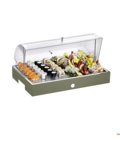 Espositore acciaio inox refrigerata completa di base e cupola Savia Caleido