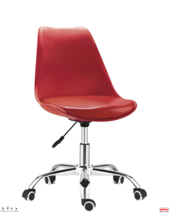 Poltrone Ufficio cromata scocca polipropilene cuscino ecopelle opzione 5 colori -R-Rosso