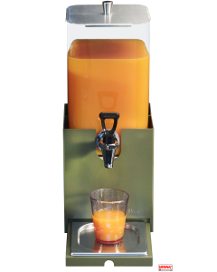 Distributore succhi refrigerato Lt. 7 con base in acciaio colori Salvia Burro Caffè Carbone