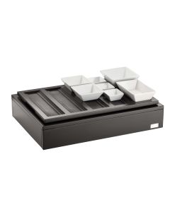 Vassoio porta porcellane struttura legno MDF 46x64xh14 cm