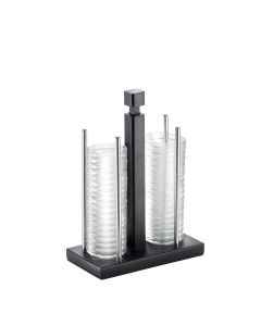 Porta ciotole 36 Pezzi con ciotole in vetro Ø 6 cm Wengè