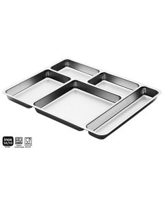 Vassoio mensa 5 scomparti 44x35x H 2,5 cm inox 18/10