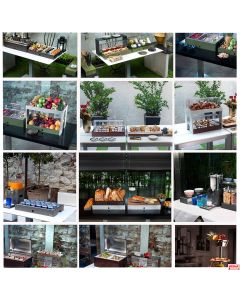 Vetrinetta affettati refrigerata in acciaio inox con cupola, base in 4 colori Caleido Pinti