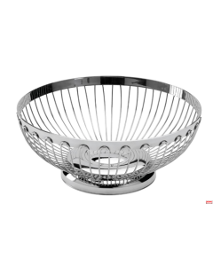 Cestino frutta tondo in filo ø 18 x h 7 cm acciaio Inox