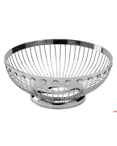 Cestino frutta tondo in filo ø 25 x h 9 cm acciaio Inox