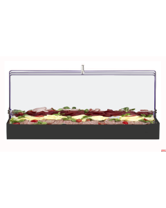 Porta affettati/formaggi refrigerato rettangolare 29x48xh21cm c/cupola nero
