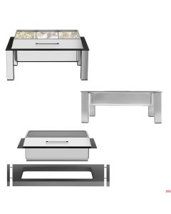 Chafing Dish professionali GN 1/1 inox coperchio in vetro/inox