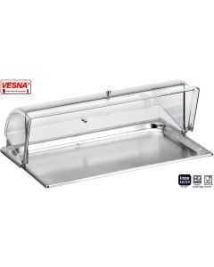 Vassoio pasticceria in acciaio inox 18/10 con cupola Caleido s/base