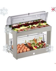 Vetrinetta refrigerata doppia con base a ponte per affettati uova e verdure Caleido