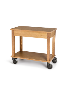 Carrello servire in legno rovere chiaro con 2 cassetti 90x50xH80 cm