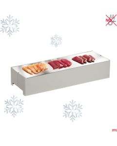 Piastra refrigerata Pesce in inox cm 39 x 12,8 x H 7,5 base Burro