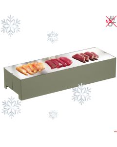 Piastra refrigerata Pesce in inox cm 39 x 12,8 x H 7,5 base Salvia