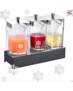 Distributore refrigerato Succhi o cereali con 3 caraffe e base Carbone Caleido 