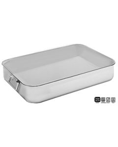 Teglia inox satinata con manici snodabili 50 cm Pinti