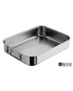 Teglia inox pesante con maniglie snodate 70 cm x h 9 