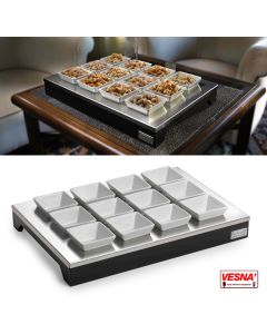 Espositore Bar neutro con 12 ciotole in porcellana Trendy