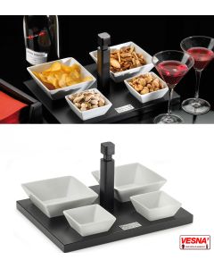 Vassoio aperitivo da tavola  neutro con 4 ciotole Trendy Bar