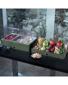 Espositore refrigerato porta Yogurt Frutta Verdura sfusi con base Salvia, Burro, Caffè, Carbone