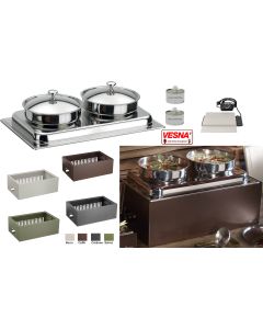 Zuppiera 2 stazioni riscaldata con fornelletti Lt.10 opzione colore base