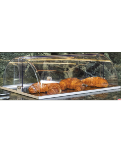 Vassoio brioche con cupola in acciaio lucido Bianco 48x32xh17 cm