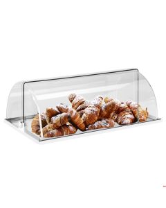 Vassoio brioche con cupola in acciaio lucido Bianco 48x32xh17 cm
