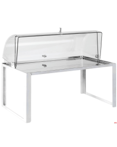 Vassoio brioche con cupola e alzata in acciaio lucido Bianco 48x32xh37 cm