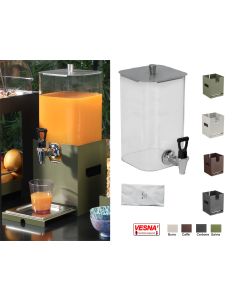 Distributore succhi refrigerato Lt. 7 con base in acciaio colori Salvia Burro Caffè Carbone