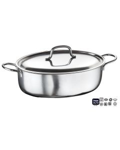 Casseruola inox 18/10 ovale con coperchio Ø 28