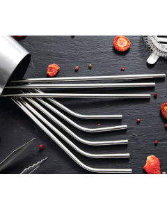 Cannucce inox con piega Set 12 pz ø 6 mm 21,5 cm con 1 scovolino